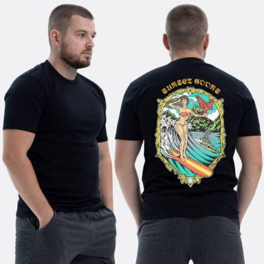 Футболка PrintBro ЗСУ з принтом Sunset Goons Дівчина на серфінгу