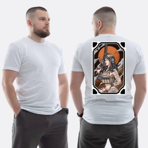 Футболка PrintBro ЗСУ з принтом Sunset Goons Військова дівчина череп місяць