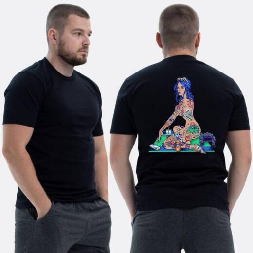Футболка PrintBro ЗСУ з принтом Sunset Goons Дівчина з синім волоссям