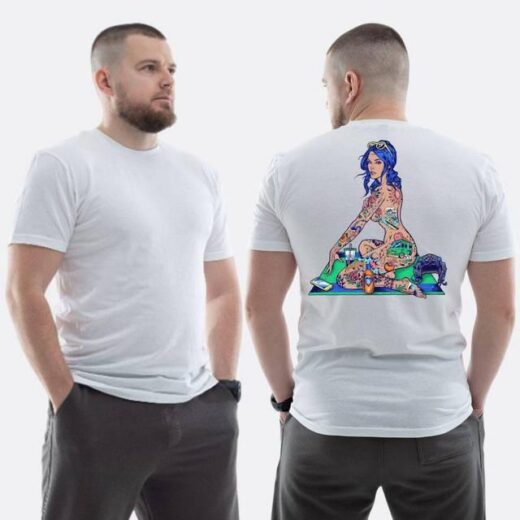 Футболка PrintBro ЗСУ з принтом Sunset Goons Дівчина з синім волоссям