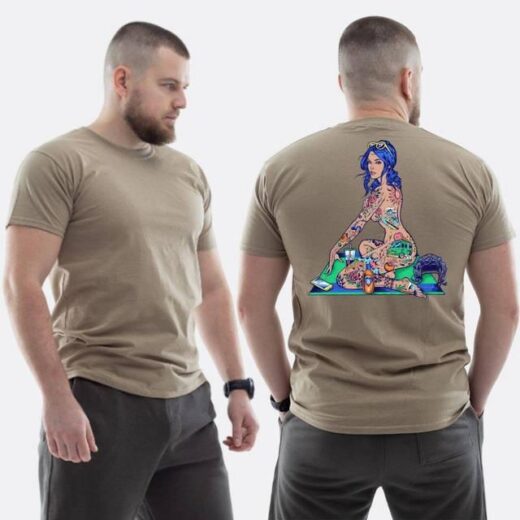 Футболка PrintBro ЗСУ з принтом Sunset Goons Дівчина з синім волоссям