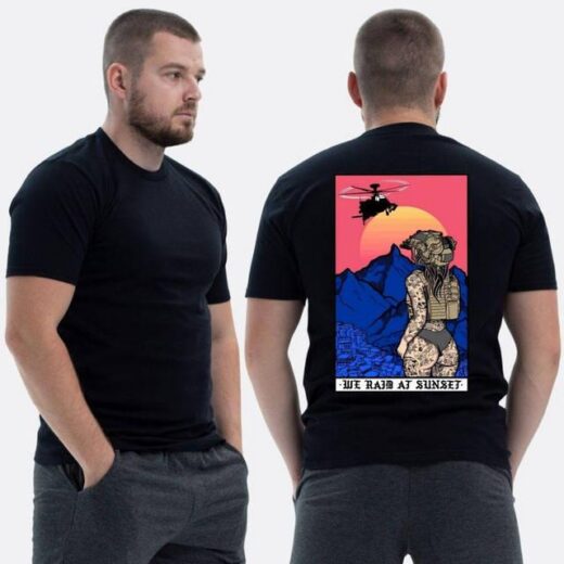 Футболка PrintBro ЗСУ з принтом Sunset Goons Дівчина рейд на заході сонця