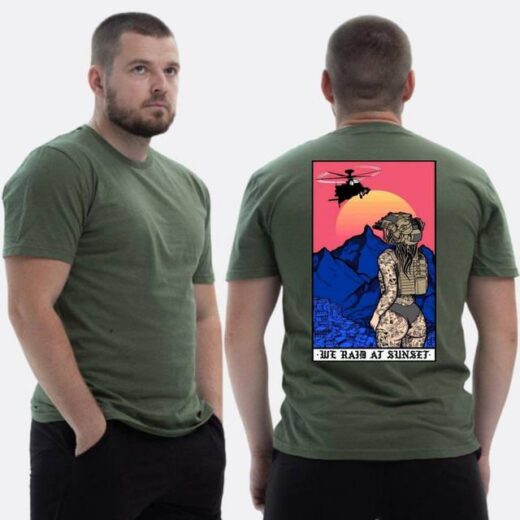 Футболка PrintBro ЗСУ з принтом Sunset Goons Дівчина рейд на заході сонця