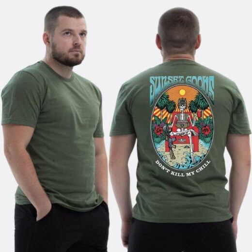 Футболка PrintBro ЗСУ з принтом Sunset Goons скелет на дроні