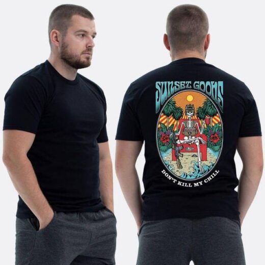 Футболка PrintBro ЗСУ з принтом Sunset Goons скелет на дроні