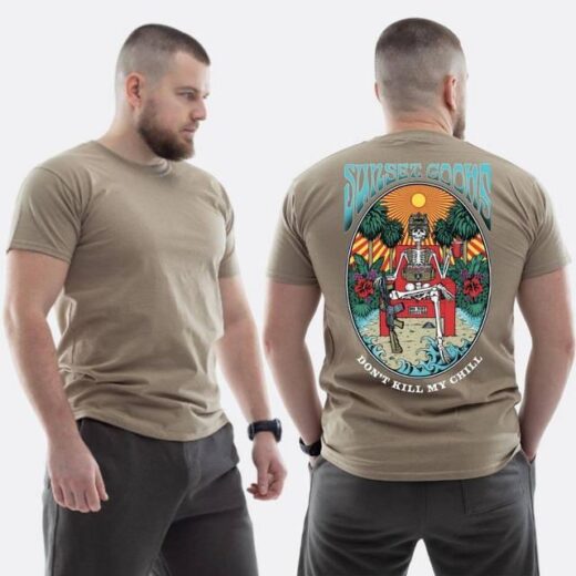 Футболка PrintBro ЗСУ з принтом Sunset Goons скелет на дроні