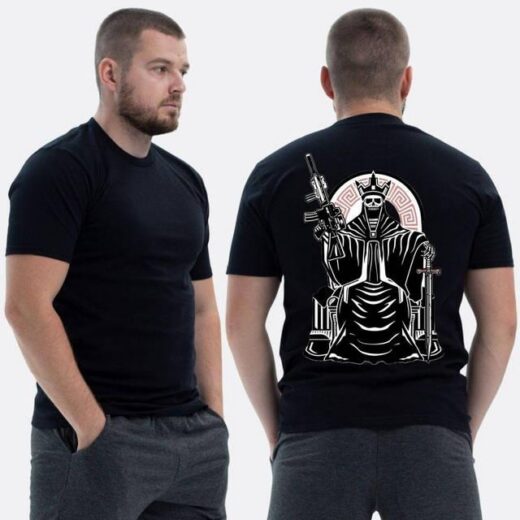 Футболка PrintBro ЗСУ з принтом Смерть з гвинтівкою на троні
