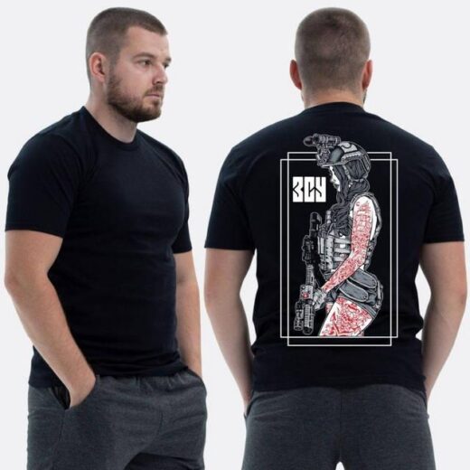 Футболка PrintBro ЗСУ з принтом Sunset Goons Дівчина військова ЗСУ
