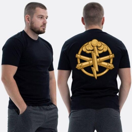 Футболка PrintBro ЗСУ з принтом Артилерія золотий герб
