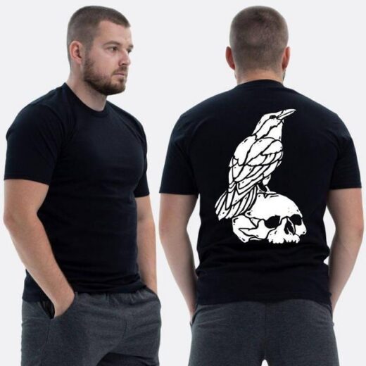 Футболка PrintBro ВСУ з принтом Ворон на черепі