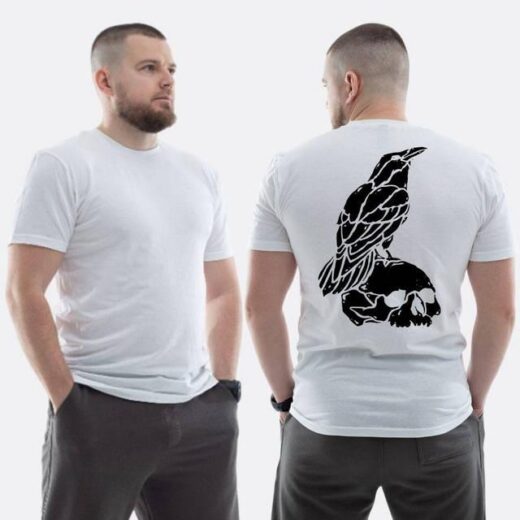 Футболка PrintBro ВСУ з принтом Ворон на черепі