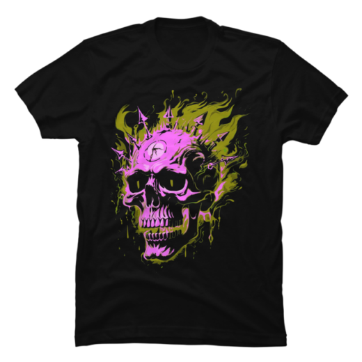 Повсякденна Футболка PrintBro з принтом Flaming Punk Skull