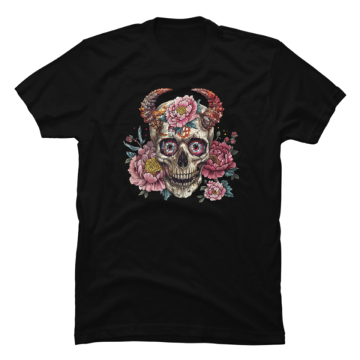 Повсякденна Футболка PrintBro з принтом Floral Demon Skull