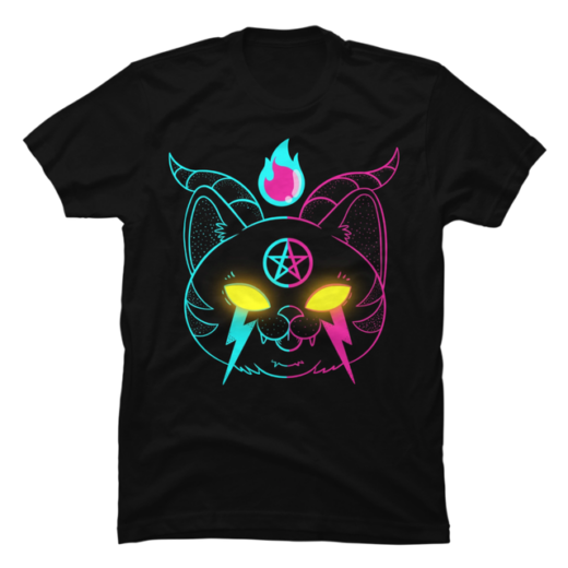 Повсякденна Футболка PrintBro з принтом Neonpunk Demon Cat