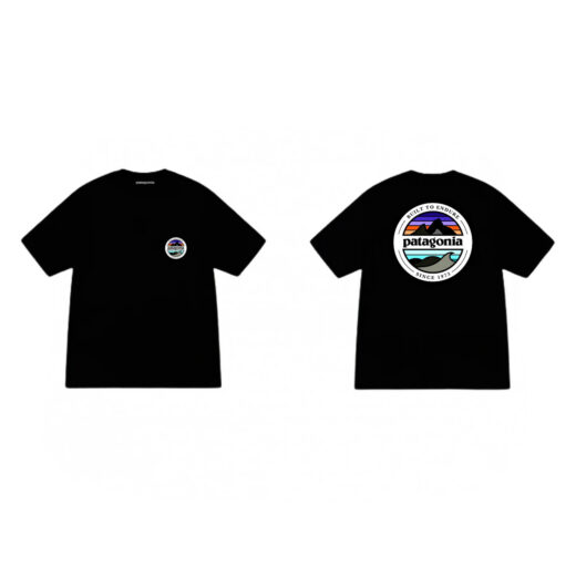 Чорна Футболка PrintBro Patagonia Two-sides Logo унісекс Патагонія