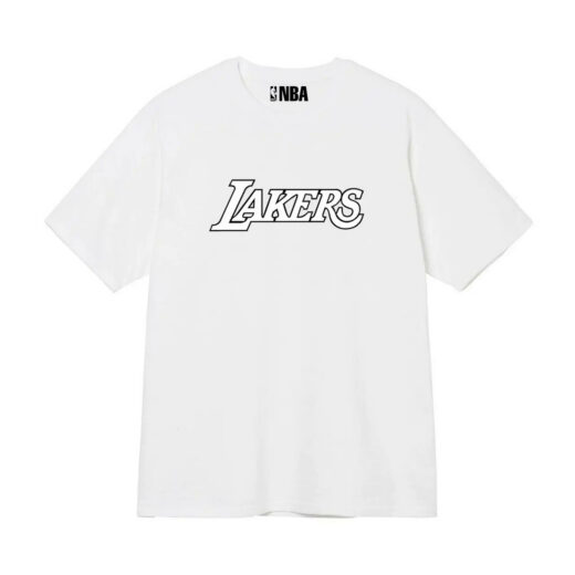 Біла Футболка PrintBro Lakers Logo чорні футболки баскетбол NBA Лейкерс унісекс