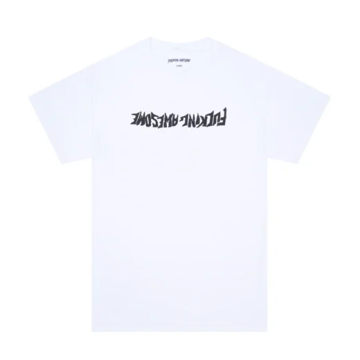 Біла Футболка PrintBro Fucking Awesome Upside Down Logo унісекс чоловіча жіноча