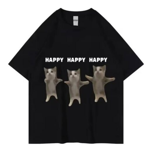Футболка PrintBro жіноча з принтом Мемних котиків HAPPY