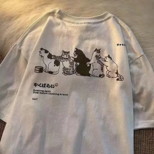 Жіноча стильна Футболка PrintBro з принтом Котиків Білий