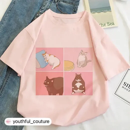 Жіноча стильна Футболка PrintBro з принтом Котика Рожевий