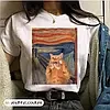 Жіноча стильна оверсайз Футболка PrintBro з принтом Арт Ван Гог Котики Білий 1