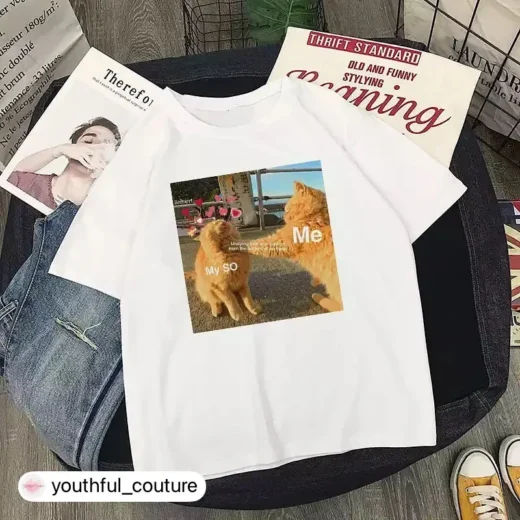 Жіноча стильна Футболка PrintBro з котиками Білий 1