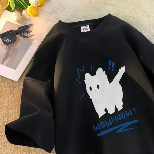 Жіноча стильна Футболка PrintBro з принтом Кота Чорний