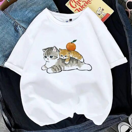 Жіноча стильна оверсайз Футболка PrintBro з принтом Котика Фото 2