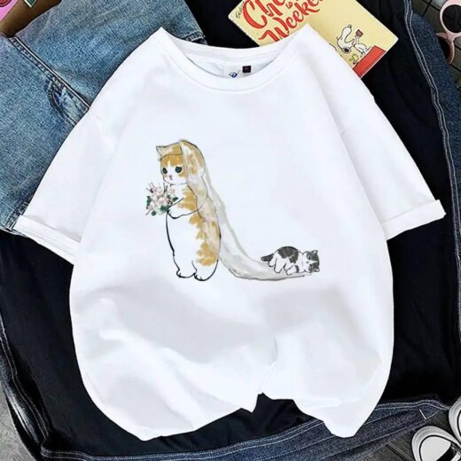Жіноча стильна Футболка PrintBro з принтом Котика Фото 3