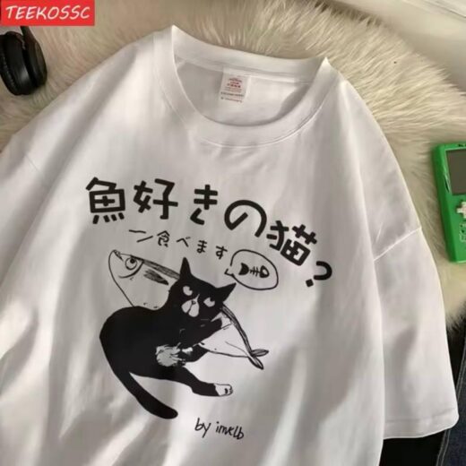 Жіноча стильна Футболка PrintBro Оверсайз Кота Білий