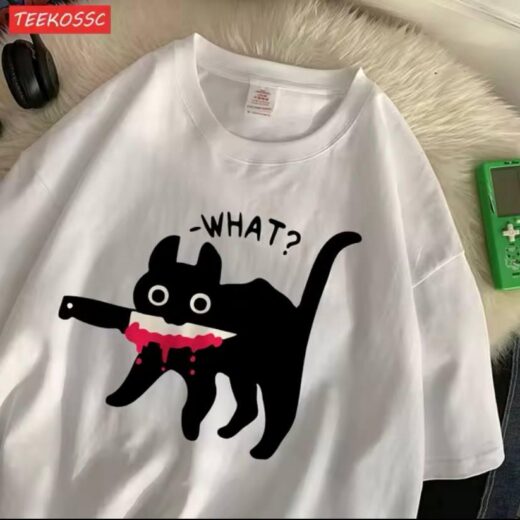 Жіноча стильна Футболка PrintBro Оверсайз Кота Білий
