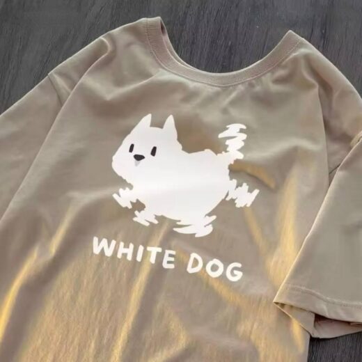 Жіноча стильна Футболка PrintBro оверсайз White Dog Бежевий