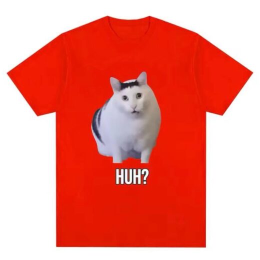 Футболка PrintBro жіноча з принтом Мемного Кота HUH? Червоний