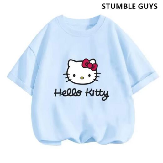 Жіноча Футболка PrintBro з принтом Hello Kitty ( Футболка PrintBro жіноча хеллоу кітті ) Голубий