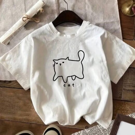 Жіночий оверсайз Футболка PrintBro з принтом CAT Білий