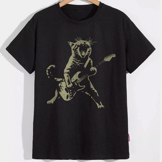 Футболка PrintBro Кіт - муркотячий гітарист PG07332 goodreclama Чорний