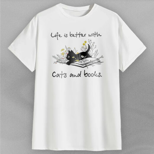 Футболка PrintBro Life is better with cats and books PG07798 goodreclama Білий
