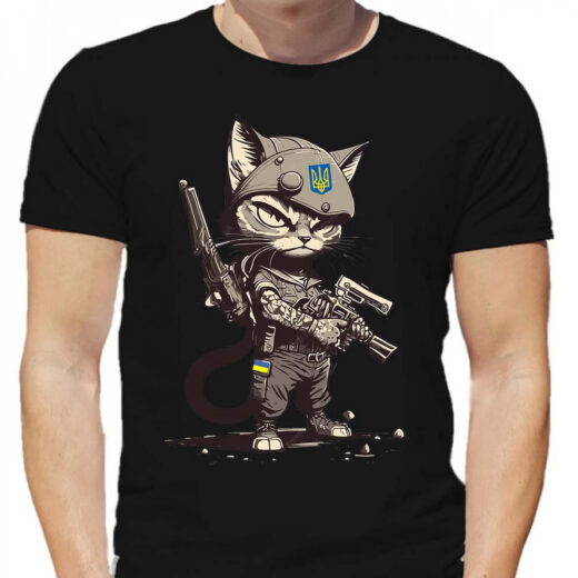 Футболка PrintBro Котик ЗСУ PG01661 goodreclama Чорний