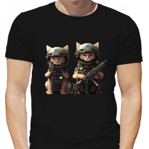 Футболка PrintBro Котик та кішечка ЗСУ PG04527 goodreclama Чорний