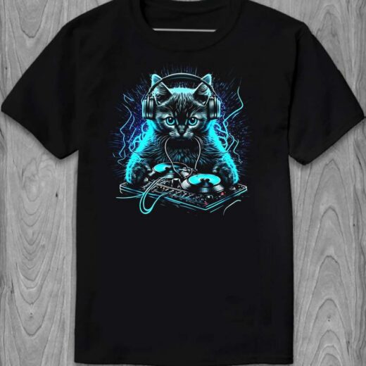 Футболка PrintBro Кіт-DJ PG06559 goodreclama Чорний