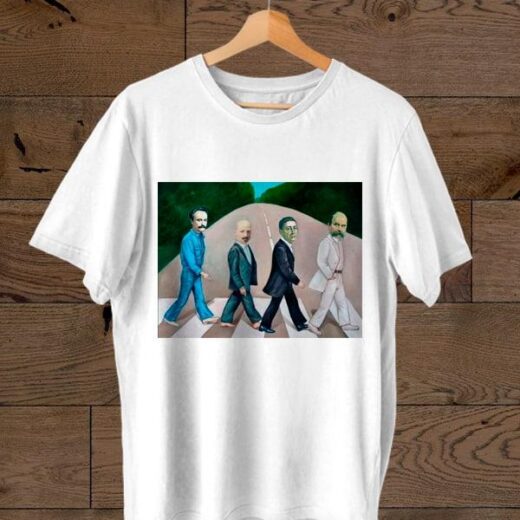 Футболка PrintBro Українські письменники йдуть Abbey Road PG03285 goodreclama Білий