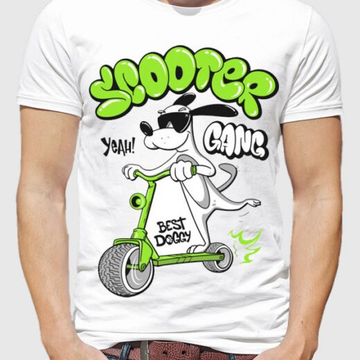 Чоловіча футболка PrintBro Dog on a Scooter (пес на скутері) PG00510 goodreclama Білий