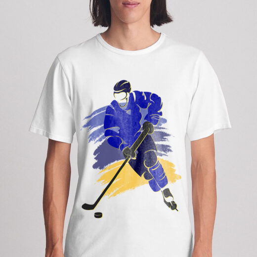 Футболка PrintBro Hockey жовто-блакитний арт PG03192 goodreclama Білий
