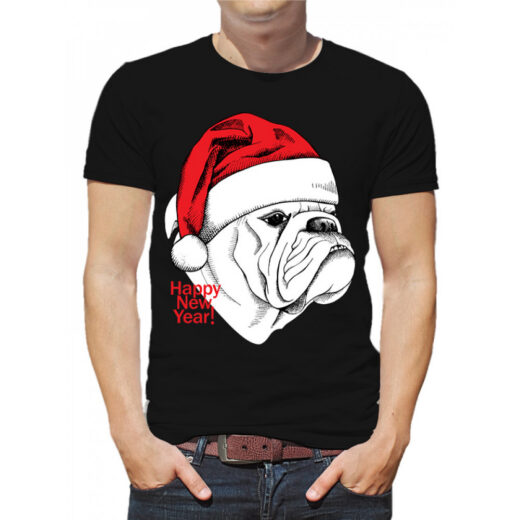 Футболка PrintBro чоловіча "Собака Happy New Year" PG00251 goodreclama Чорний