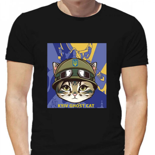 Футболка PrintBro Ghost of Kyiv (Котик) PG01697 goodreclama Чорний