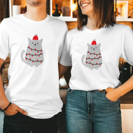 Футболка PrintBro Кіт у капелюсі Санта-Клауса