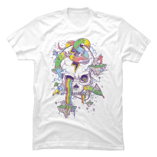 Футболка PrintBro Flying Rainbow Skull Island