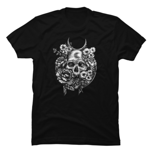 Футболка PrintBro Gothic skull with flowers