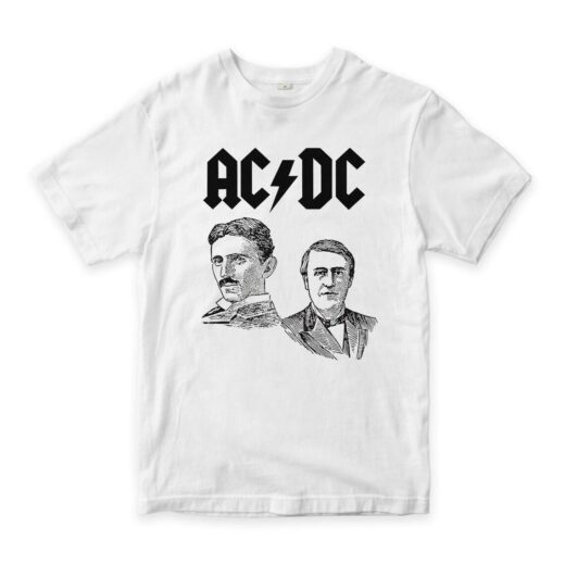 Футболка PrintBro Тесла и Эдисон AC/DC unisex Art.002