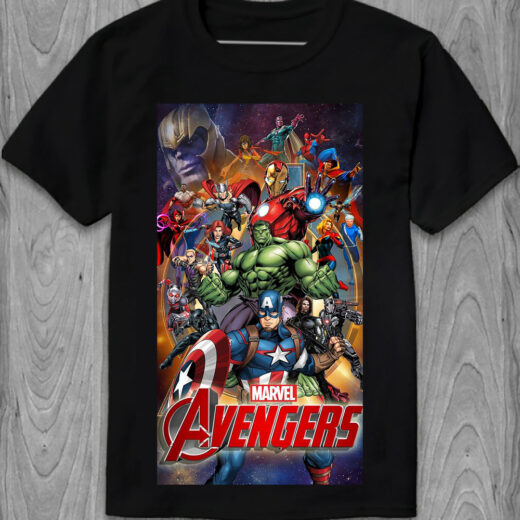 Чоловіча футболка PrintBro Avengers М'ясники Great poster with all character PG02057 Чорний